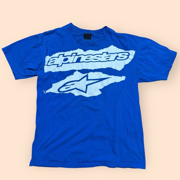 Vintage Alpinestars T Shirt 1990s Blue Men’s Medium Vtg Motocross 90s - Picture 1 of 5